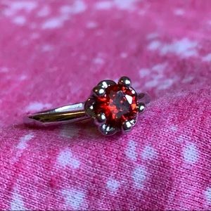 Sparkling Ruby Precious Stone CZ bling ring size 7